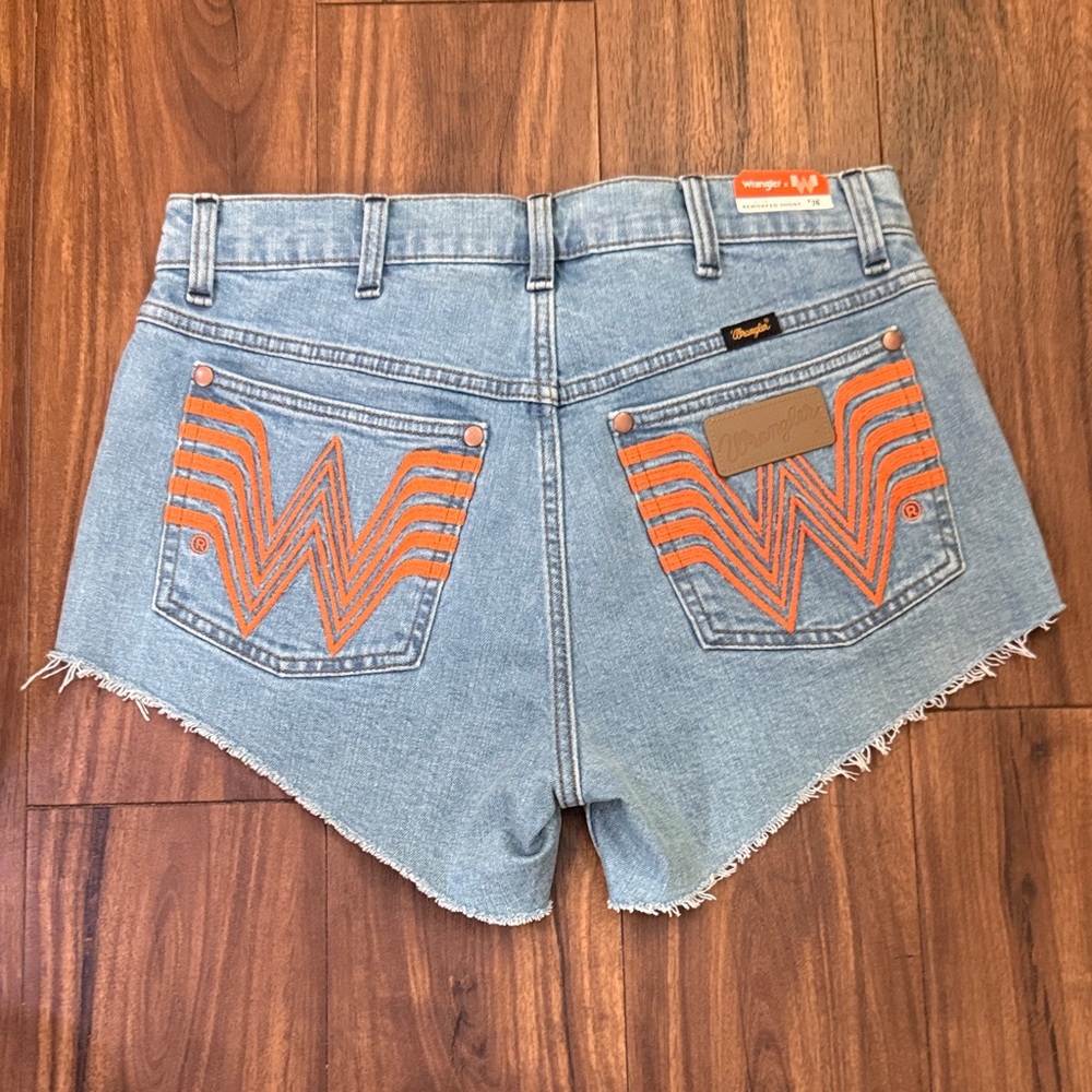 Wrangler Women's Blue and Orange Jean Shorts - Whataburger x Wrangler